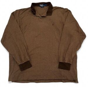 VTG Polo Ralph Lauren Brown Long Sleeve Shirt Pima Cotton Men’s XL Pony Logo